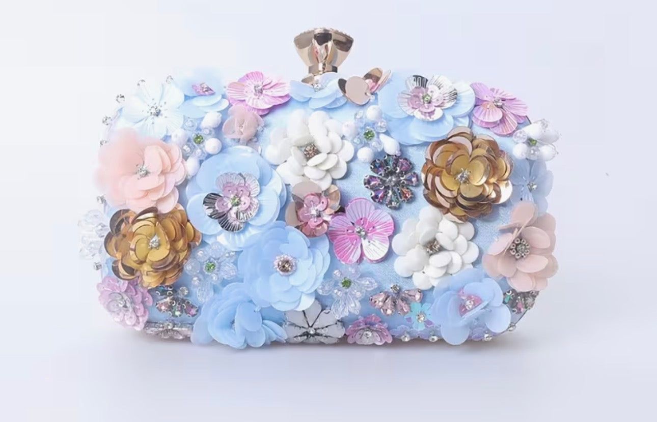 Enchanted Floral Crystal Clutch